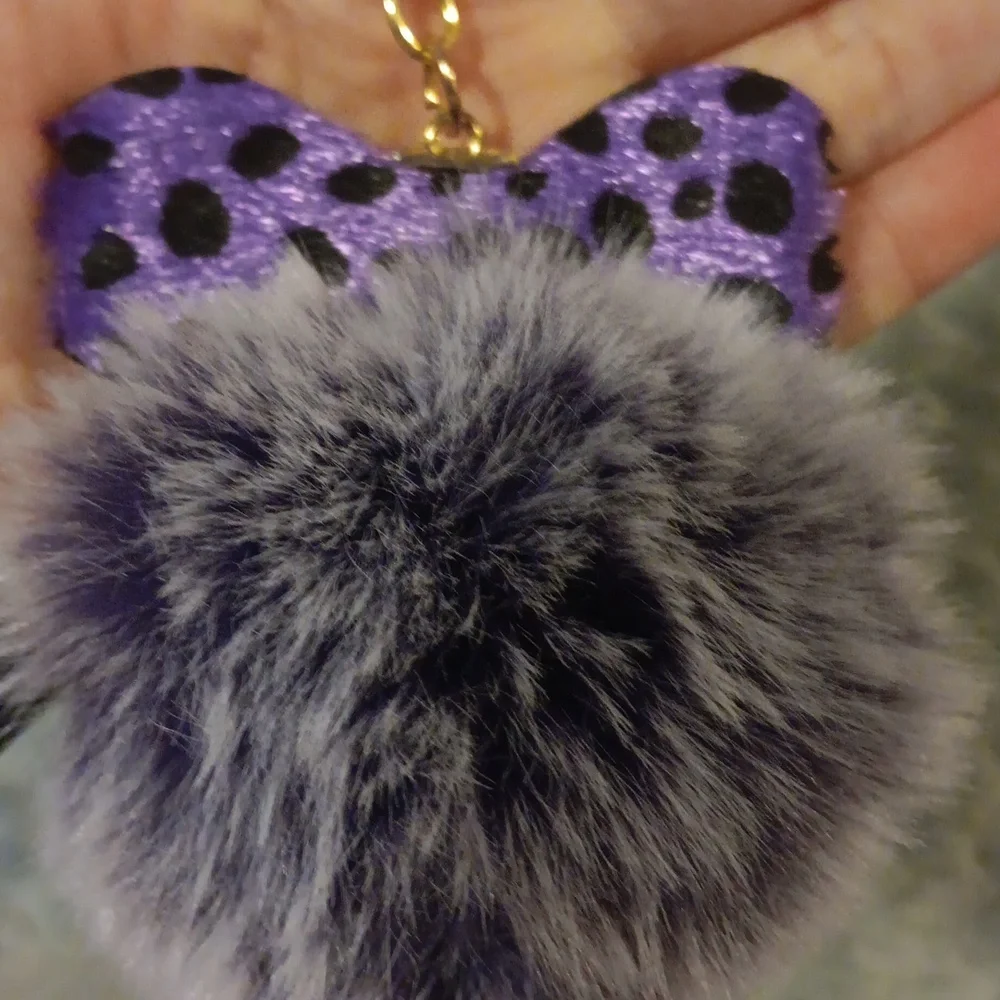 Purple and Gold Keychain with Pom Pom